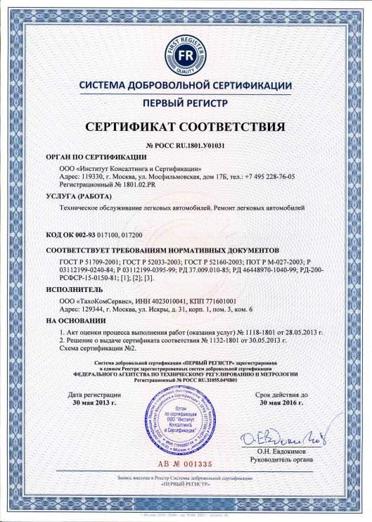 сертификация услуг автосервиса